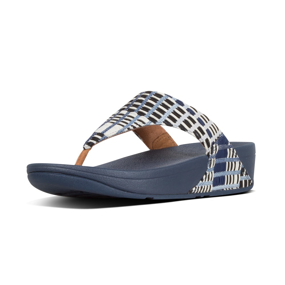 Fitflop Womens Sandals - Lulu Art Toe-post - Navy - 879-VSHMZJ